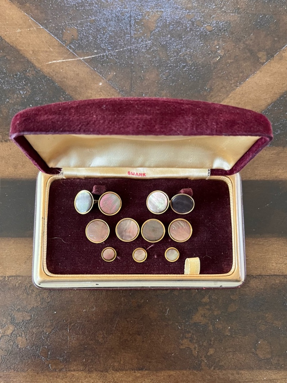 Vintage Swank Abalone Cufflinks and Stud Set